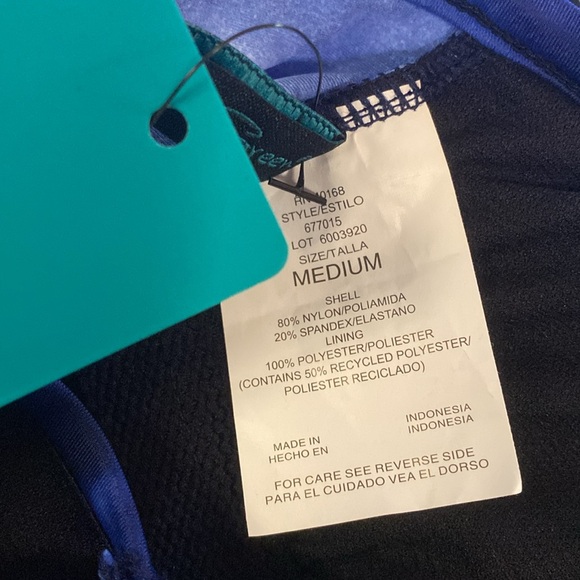 Aqua Green Blue Tie-Dyed UPF 50 Twist-Front One-Piece Swim Suit Size Medium NWT - Picture 9 of 9